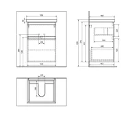 AQUALINE ALTAIR umyvadlová skříňka 52x72,5x45cm, černá mat (5)