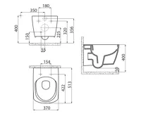 SAPHO GLANC závěsná WC mísa, Rimless, 37x51,5cm, bílá (10)