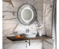 SAPHO PRIDE STRIP kulaté zrcadlo s LED osvětlením v rámu ø 75cm, stříbrná (3)