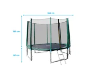 GoodJump 4UPVC zelená trampolína 366 cm s ochrannou sítí + žebřík + krycí plachta (1)