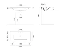 GSI PURA keramické umyvadlo Slim 102x46cm, bez otvoru, bílá mat (6)