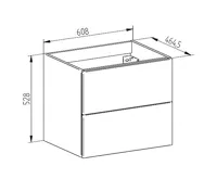 Aira desk, koupelnová skříňka, bílá, 2 zásuvky, 610x530x460 mm (1)