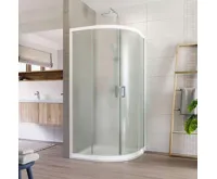 LIMA Sprchový kout, čtvrtkruh, 90x90x190 cm, R 550, bílý ALU, sklo Point, vanička litý mramor (8)