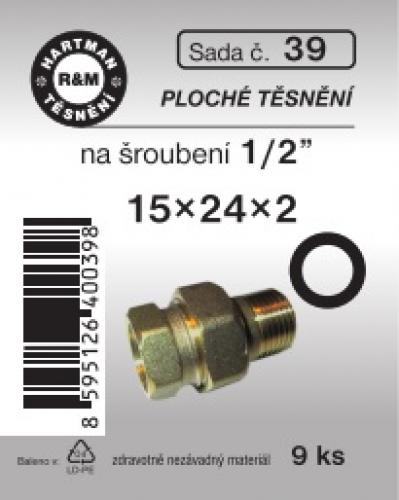 Hartman sada č.  39: sada pryž. těs. - 1/2" - 15x24x2 - 9x6023 pvč