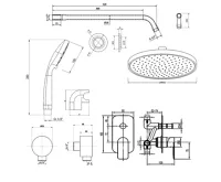 AQUALINE DAPHNE podomítkový sprchový set s pákovou baterií, 2 výstupy, chrom (2)