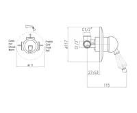 SAPHO KIRKÉ CRYSTAL podomítková sprchová baterie, 1 výstup, páčka krystal, chrom (2)
