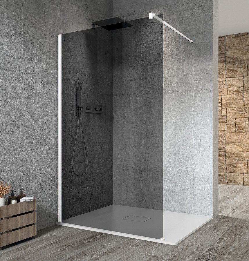 GELCO VARIO WHITE jednodílná sprchová zástěna k instalaci ke stěně, kouřové sklo, 1400 mm