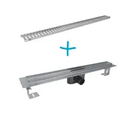 Odtokový sprchový žlab do prostoru, 900x55 mm, vč. roštu Strip, nerez