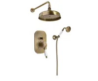 SAPHO KIRKÉ WHITE podomítkový sprchový set s pákovou baterií, 2 výstupy, bílá páčka, bronz