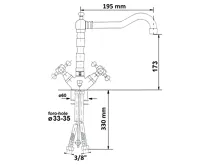 SAPHO ANTEA stojánková umyvadlová baterie s retro hubicí s výpustí, růžové zlato (2)
