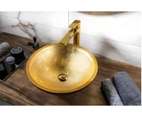 SAPHO MURANO BLACK-GOLD skleněné umyvadlo na desku, průměr 40cm, černá/zlatá (3)
