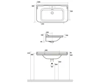 KERASAN WALDORF keramické umyvadlo 120x55cm, bílá (7)