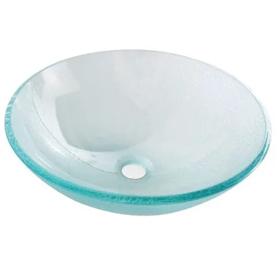 SAPHO ICE skleněné umyvadlo na desku Ø 42cm, čirá s pískováním