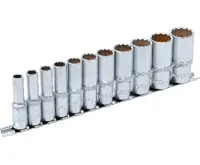 BGS Sada nástrčných dvanáctihranných hlavic, prodloužené, 10 mm (3/8"), palcové velikosti, (1)