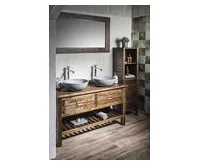 SAPHO BRAND zrcadlo v dřevěném rámu 130x70cm, mořený smrk (1)