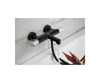 SAPHO SOLARIS nástěnná vanová termostatická baterie, černá mat/chrom (1)