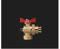 WIGELL Kulový kohout červený mosazný 1&quot; rohový se šroubením k rozdělovači