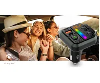 FM transmitter do auta | Pevný | Hands free volání | 1 " | Jantarová obrazovka | Bluetooth® | PD 18 W / PD 24 W | Rychlé nabíjení | Posílení basů | Google Assistant / Siri | Černá (8)