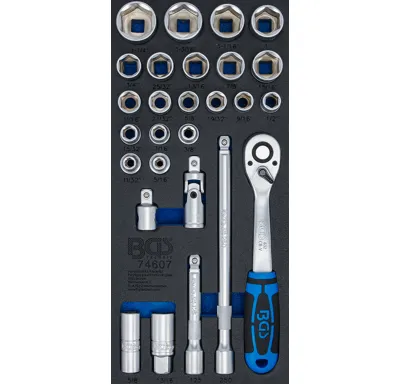 BGS Pěnová vložka (modul) sada nástrčných klíčů, palcové velikosti, 27dílná