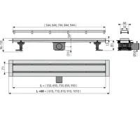 ALCAPLAST Sprchový liniový žlab nerezový, s okrajem a oboustranným roštem (plný / vložení dlažby), délka 750 mm APZ13-DOUBLE9-750 (1)