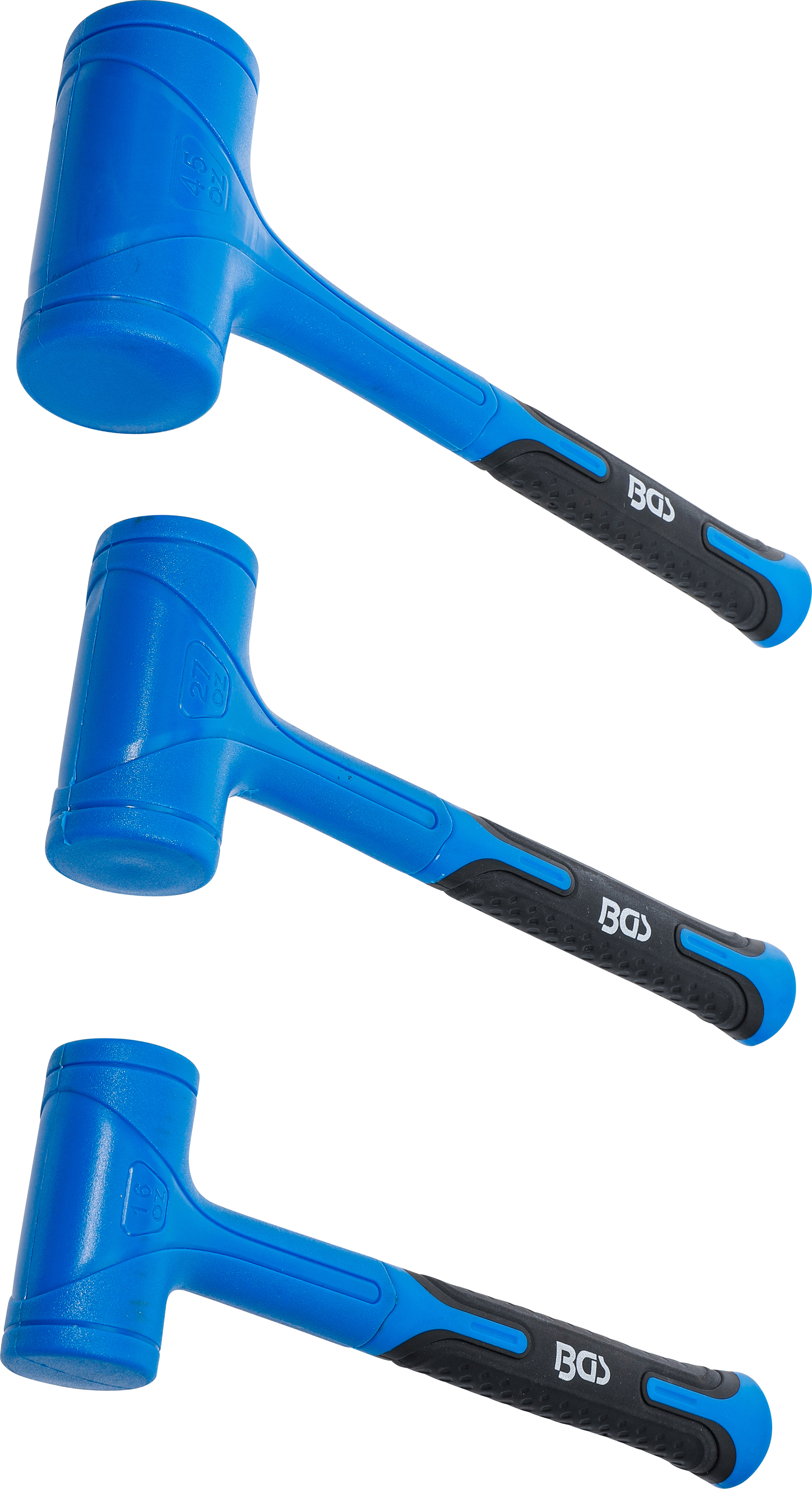 Bgs sada paliček s nylonovou hlavou, bez zpětného rázu, o 47 / 55 / 65 mm, 450 / 765 / 1275 g,