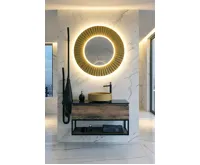 SAPHO PRIDE STRIP kulaté zrcadlo s LED osvětlením v rámu ø 75cm, zlato (3)
