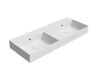 GSI KUBE X keramické dvojumyvadlo 120x47cm, broušená spodní hrana, bez otvoru, bílá mat