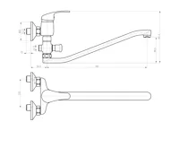 AQUALINE AQUALINE 35 nástěnná umyvadlová/vanová baterie, rozteč 100mm, chrom (2)