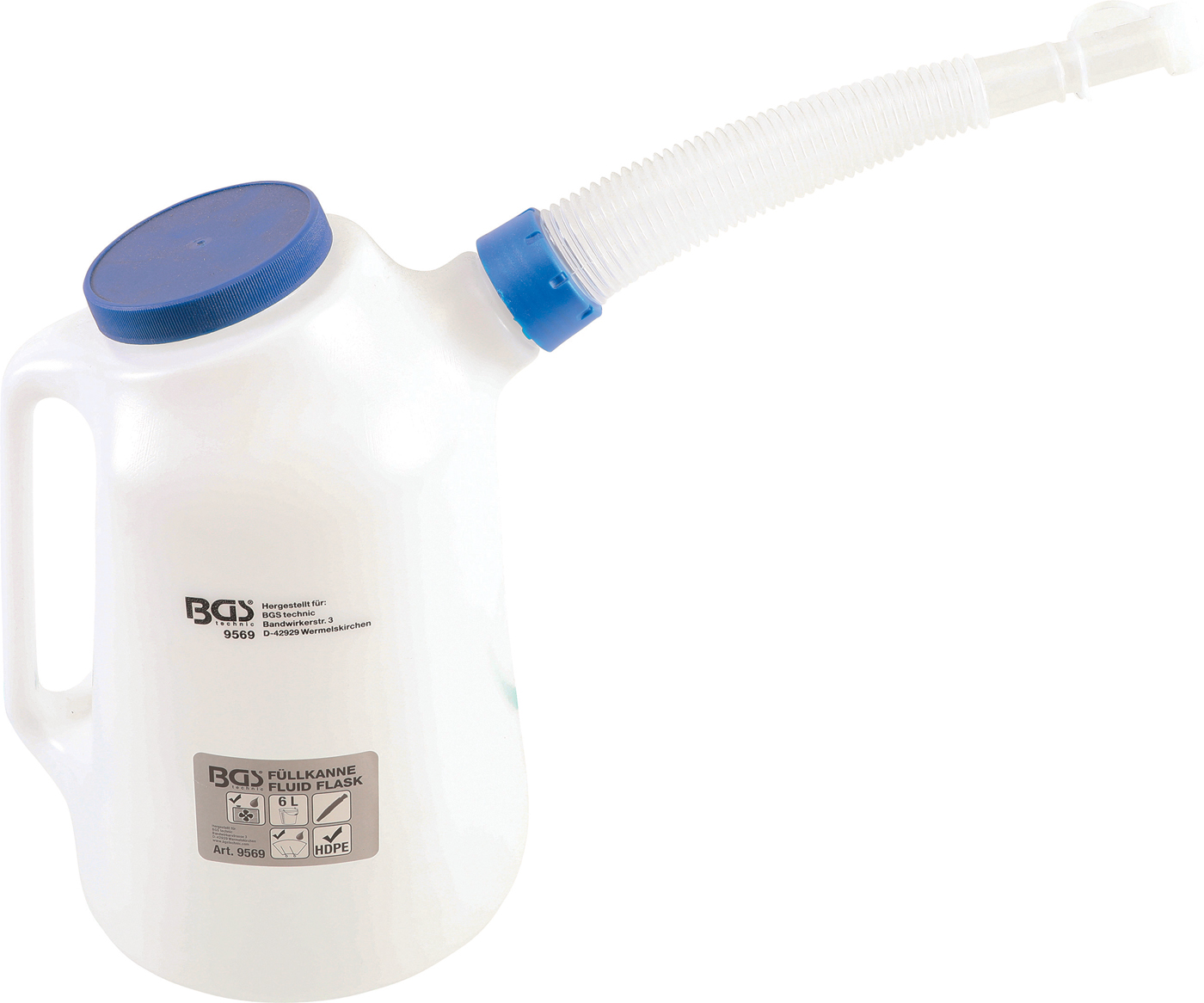 Bgs nálevka s ohebným hrdlem a víkem, 6 l