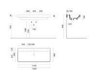 GSI NUBES keramické umyvadlo 120x50cm, bez otvoru, bílá ExtraGlaze (5)