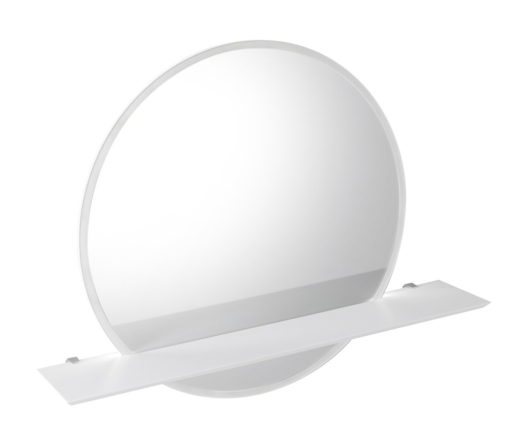 SAPHO VISO kulaté zrcadlo s LED osvětlením a policí ø 70cm, bílá mat