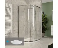 Sprchový set z Kory Lite, čtvrtkruh, 90 cm, chrom ALU, sklo Čiré a nízké SMC vaničky Sprchový set z Kory Lite, čtvrtkruh, 90 cm, chrom ALU, sklo Čiré a nízké SMC vaničky