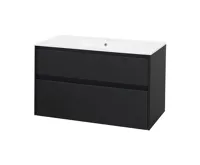 Opto, koupelnová skříňka s keramickým umyvadlem, černá, 2 zásuvky, 1010x580x458 mm Opto, koupelnová skříňka s keramickým umyvadlem, černá, 2 zásuvky, 1010x580x458 mm