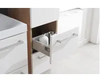 Koupelnová skříňka, závěsná bez nožiček, levá, bílá/bílá (1)