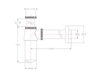 AQUALINE RETRO umyvadlový sifon 5/4", odpad 32mm, tmavý bronz (3)