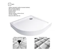 Sprchový set z Kory Lite, čtvrtkruh, 90 cm, chrom ALU, sklo Čiré a SMC vaničky (2)