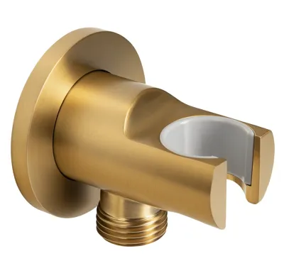 SAPHO Držák sprchy kulatý, pevný, s vyústěním, zlato mat