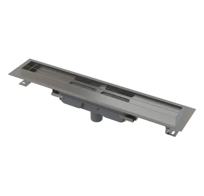 ALCAPLAST Sprchový liniový žlab nerezový, s okrajem, pro plný rošt, svislý odtok, délka 950 mm APZ1106-950