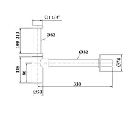 SAPHO Umyvadlový sifon 5/4", odpad 32mm, kulatý, zlato mat (3)