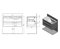 SAPHO WAVE umyvadlová skříňka 89,7x45x47,8cm, pravá, bílá/dub alabama (6)