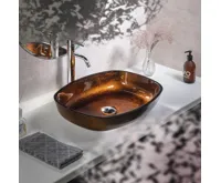 SAPHO KVAORE skleněné umyvadlo na desku, 54x39,5cm, měď (7)