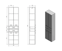 AQUALINE ZOJA/KERAMIA FRESH skříňka vysoká se zásuvkami 50x184x29cm, dub platin (6)