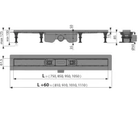 ALCAPLAST Sprchový liniový žlab plastový, s okrajem, pro perforovaný nebo oboustranný rošt (plný / vložení dlažby), délka 850 mm APZ12-850 (1)