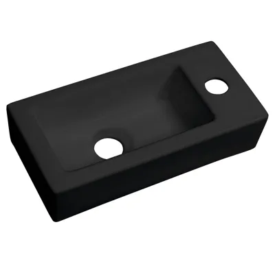 SAPHO ZOE keramické umývátko 37x18cm, otvor pro baterii vpravo, černá mat