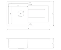 SAMONA Granitový vestavný dřez s odkapem, 77x44cm, béžová (3)