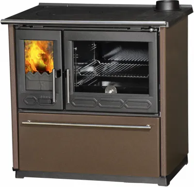 PLAMEN PLAMEN Sporák na tuhá paliva s teplovodním výměníkem TERMO GLAS - P hnědý