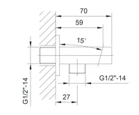 SAPHO Držák sprchy hranatý, pevný, s vyústěním, chrom (6)