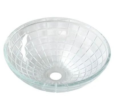 SAPHO TOSEMI skleněné gravírované umyvadlo na desku Ø 42cm, čirá