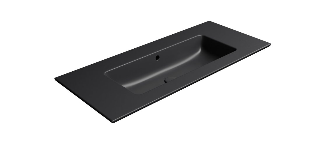Gsi pura keramické umyvadlo slim 102x46cm, bez otvoru, černá mat
