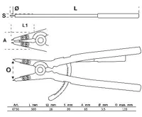 BGS Kleště na rozpěrné kroužky, rovné, pro vnější rozpěrné kroužky, 500 mm (2)